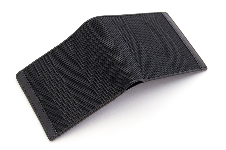 [即納品]二つ折り財布　鎧織＜ブラック＞　No.A-6