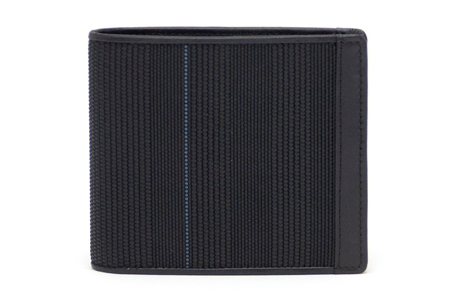 [即納品]二つ折り財布　鎧織＜ブラック×ブルーライン＞　No.A-2