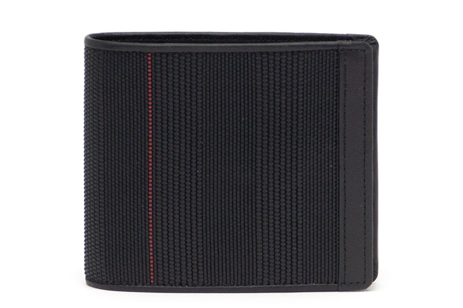 [即納品]二つ折り財布　鎧織＜ブラック×レッドライン＞　No.A-1