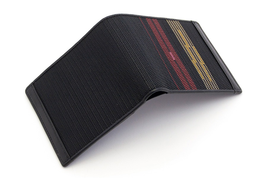 [即納品]二つ折り財布　鎧織＜ブラック×ボーダーB＞　No.A-4