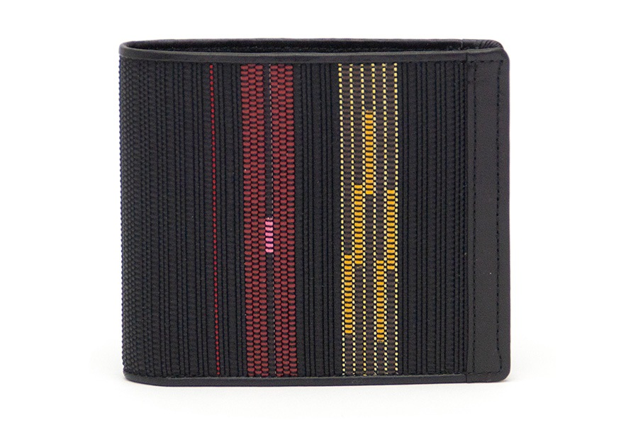 [即納品]二つ折り財布　鎧織＜ブラック×ボーダーB＞　No.A-4