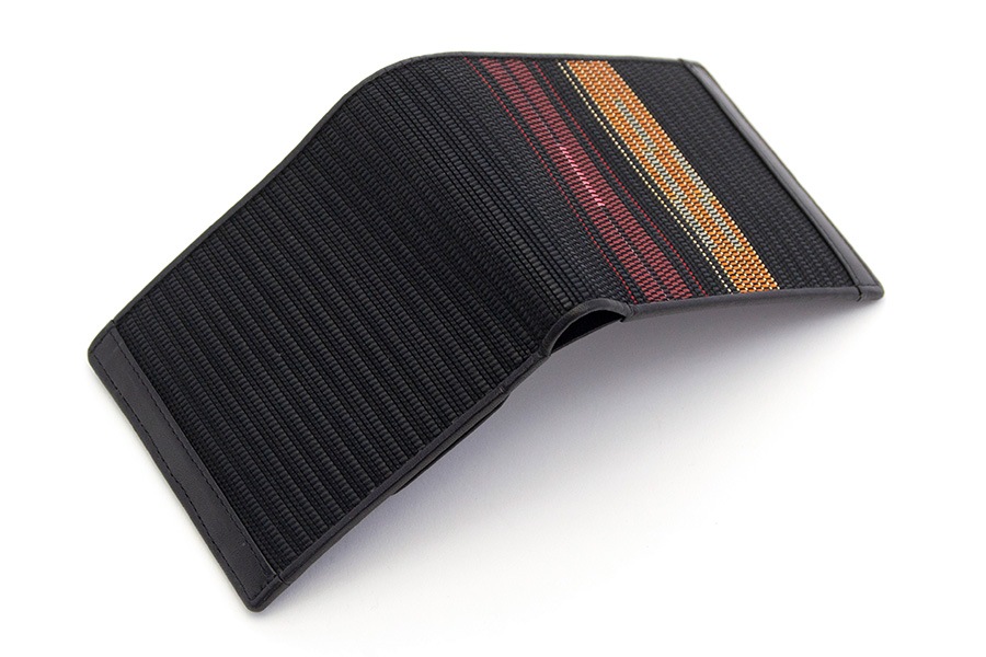 [即納品]二つ折り財布　鎧織＜ブラック×ボーダーC＞　No.A-5