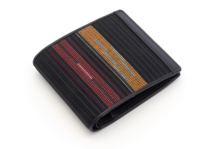 [即納品]二つ折り財布　鎧織＜ブラック×ボーダーC＞　No.A-5