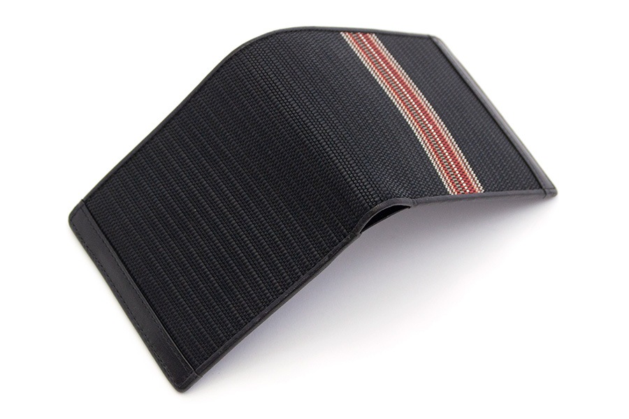 [即納品]二つ折り財布　鎧織＜ブラック×ボーダーD＞　No.A-7