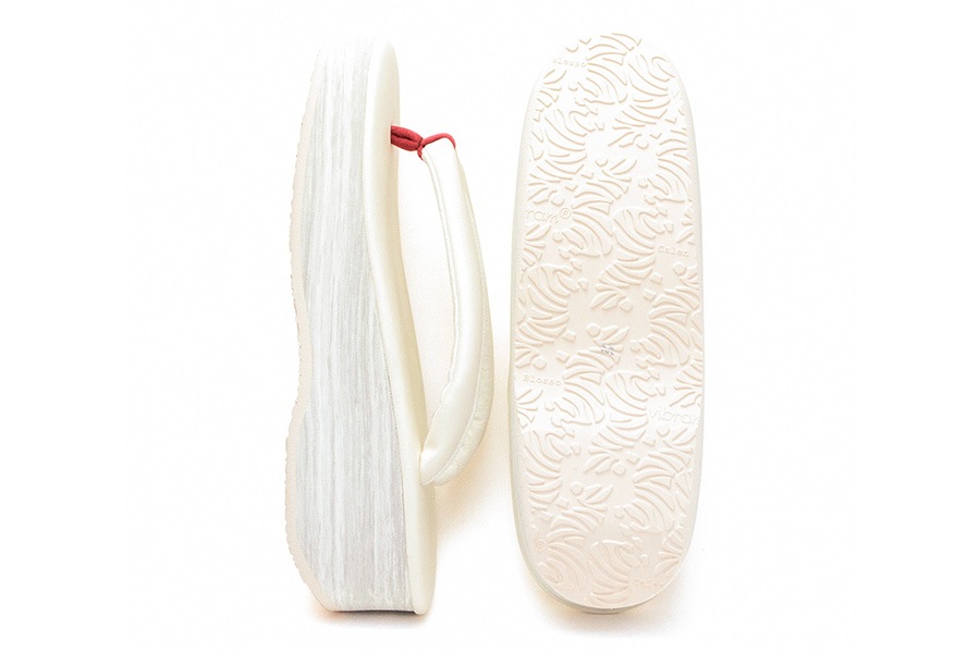 [Lサイズ即納品]【ネット限定】カフェぞうり　レディース　No.F293＜オフホワイト×先坪：赤＞