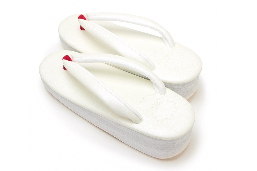 [Lサイズ即納品]【ネット限定】カフェぞうり　レディース　No.F293＜オフホワイト×先坪：赤＞