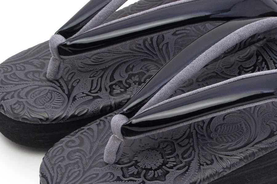 [オーダー品]カフェぞうり　レディース　No.25921＜ボタニカル／ブラック＞