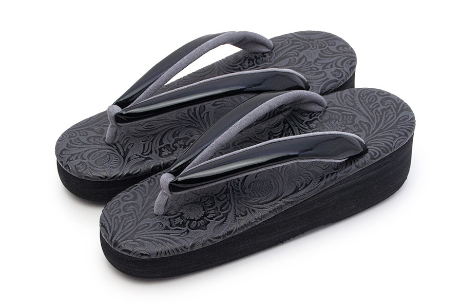 草履 菱屋謹製 カレンブロッソ カフェ草履 Ｌサイズ ボタニカル 型押し ビブラムソール Calen Blosso Cafe ZORI viborom 新品 n5544 草履 菱屋謹製 カレンブロッソ カフェ草履 Lサイズ ボタニカル 型押し