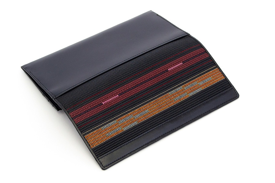 [即納品]長財布　鎧織＜ブラック×ボーダーC＞　No.S-2