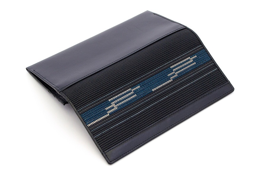 [即納品]長財布　鎧織＜ブラック×ボーダーE＞　No.S-4