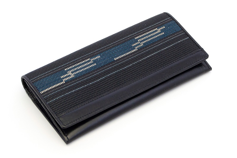 [即納品]長財布　鎧織＜ブラック×ボーダーE＞　No.S-4