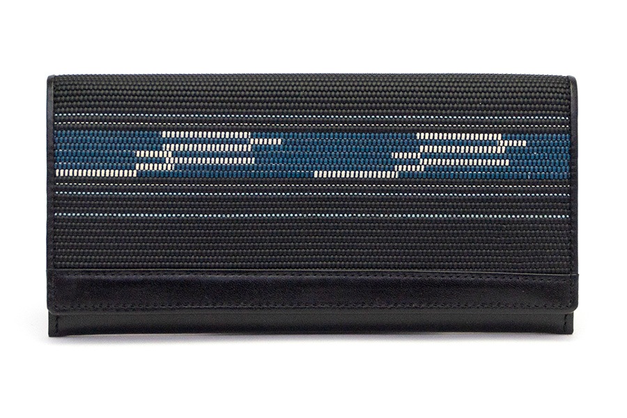 [即納品]長財布　鎧織＜ブラック×ボーダーE＞　No.S-4