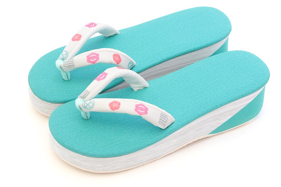 [オーダー品]カフェぞうりサマー　レディース　No.39123＜初音尽くしモノグラム/カラフル＞　（踵高さ：5.5cm）　※Mサイズ欠品中