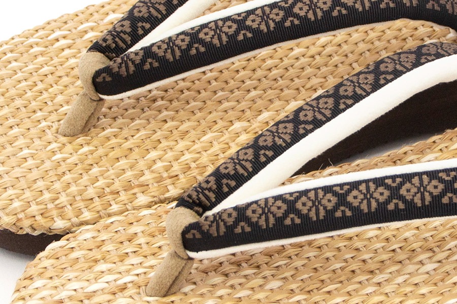 【SALE:菱屋百祭】[Lサイズ即納品]【ネット限定】カフェぞうりサマー　レディース　No.k-32＜博多織・華皿／黒＞(厚底モデル)　※ギフトラッピング不可