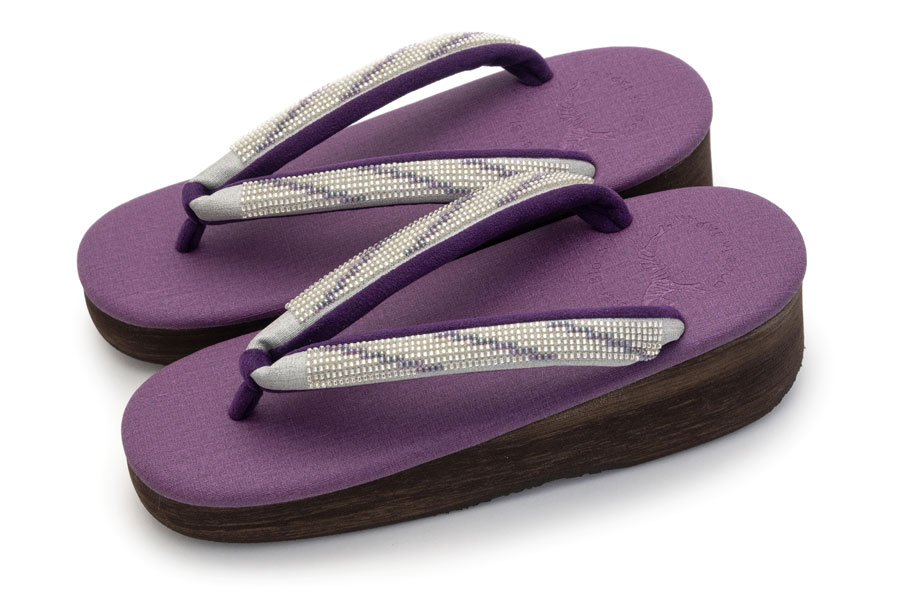 [オーダー品]カフェぞうりレディース No.57125 ジュディ＜デジタル/白紫＞