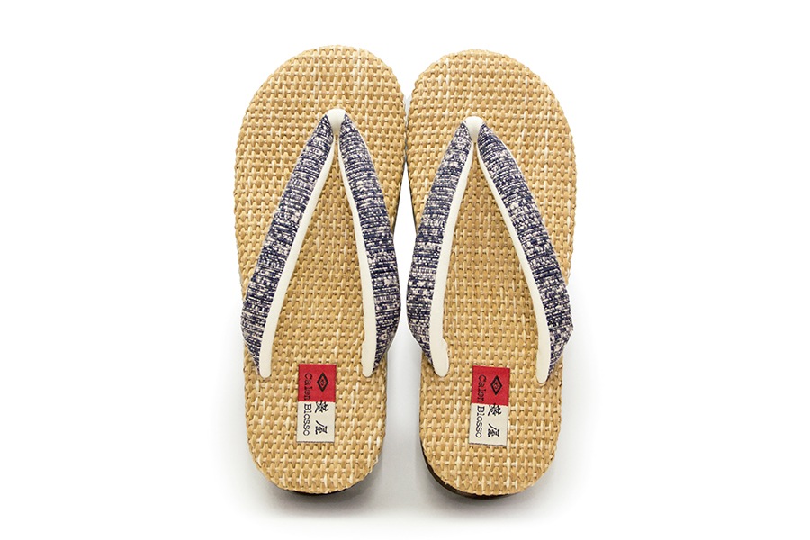 【ネット限定オーダー品】カフェぞうりサマー　レディース　No.ｋ-2-5V＜ツイード鼻緒・紺＞(厚底モデル)