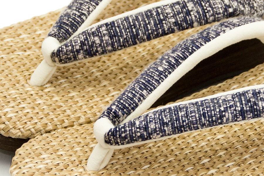 【ネット限定オーダー品】カフェぞうりサマー　レディース　No.ｋ-2-5V＜ツイード鼻緒・紺＞(厚底モデル)