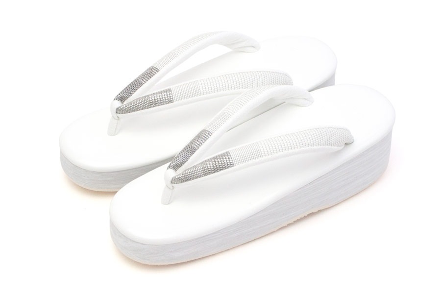 [オーダー品]カフェぞうりレディース No.46021＜鎧織・光波／ホワイト＞