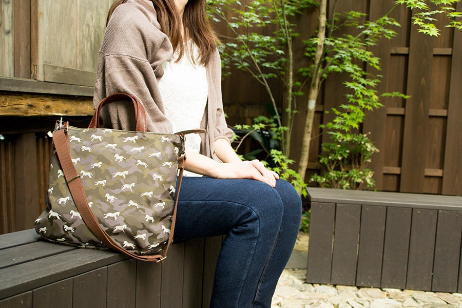 [即納品]グレーザ　ナイロン＜迷彩クリーム＞革：キャメル