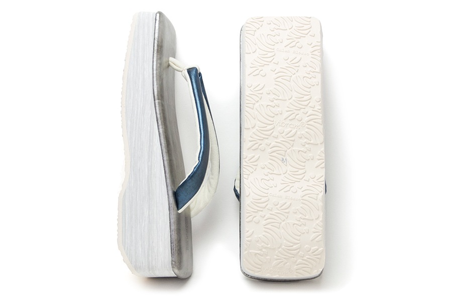 [オーダー品]カフェぞうり レディース　角型 No.22722＜グランブルー×いぶし銀＞