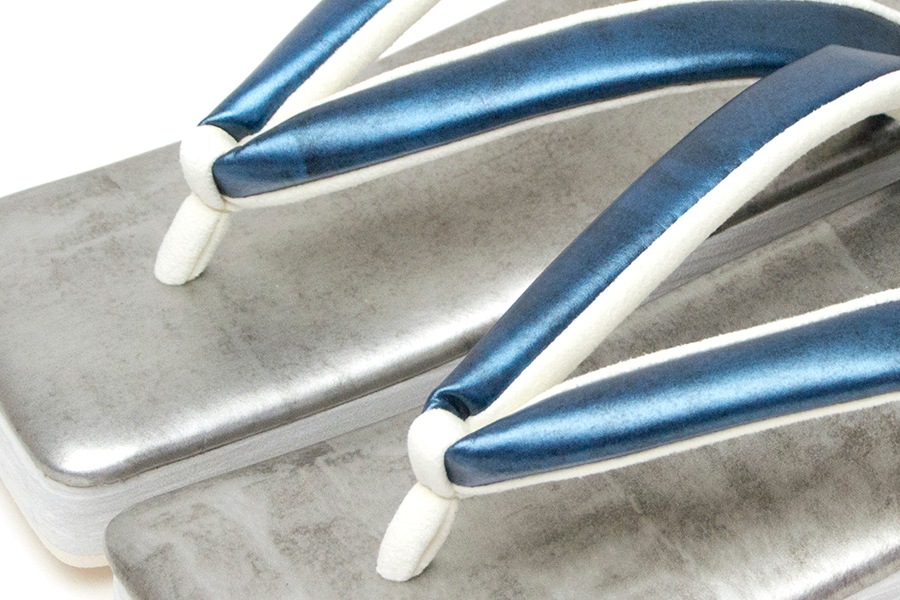 [オーダー品]カフェぞうり レディース　角型 No.22722＜グランブルー×いぶし銀＞