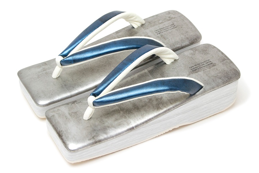 [オーダー品]カフェぞうり レディース　角型 No.22722＜グランブルー×いぶし銀＞