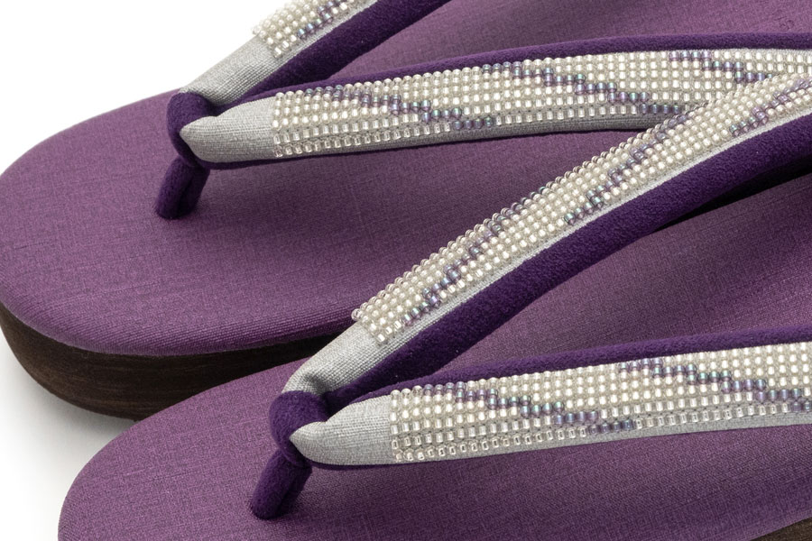 [Sサイズ即納品]カフェぞうりレディース No.57125 ジュディ＜デジタル/白紫＞