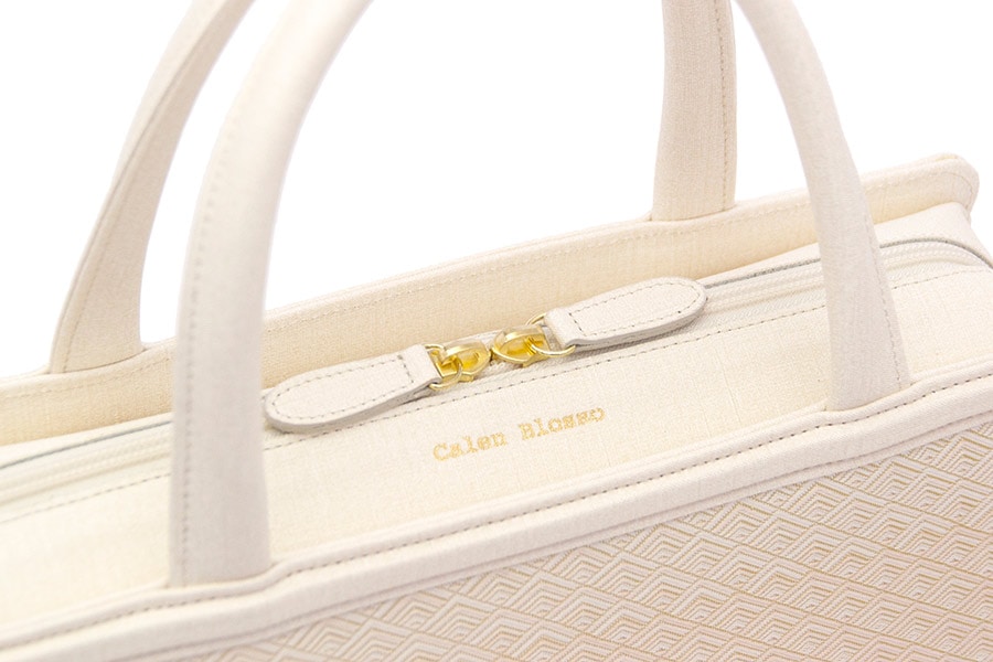 【受注生産：納期2ヶ月】利休型箱バッグ　菱青海＜あけぼの／アイボリー＞　No.800　金具：ゴールド