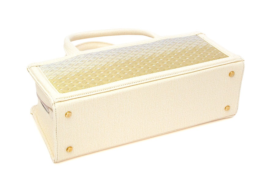 【受注生産：納期2ヶ月】利休型箱バッグ　菱青海＜あけぼの／アイボリー＞　No.800　金具：ゴールド