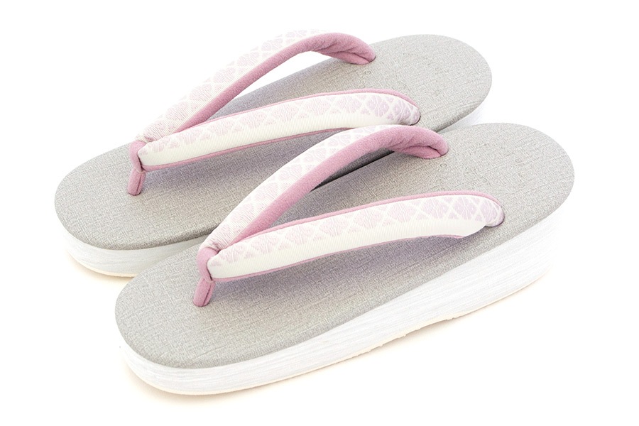 [Lサイズ即納品]カフェぞうり　レディース　＜博多織/オフホワイト＞ No.35423