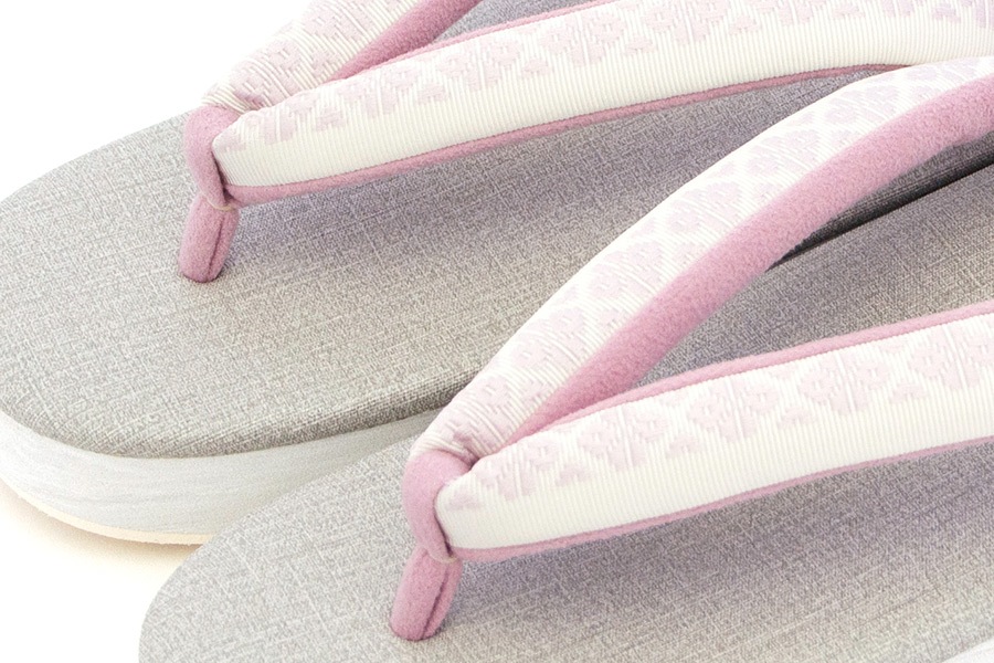 [Lサイズ即納品]カフェぞうり　レディース　＜博多織/オフホワイト＞ No.35423