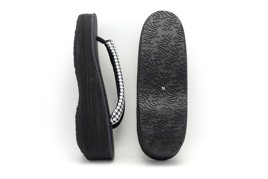 [Mサイズ即納品]カフェぞうりレディース　No.EXL-K53 ＜千鳥格子鼻緒・ブラック＞