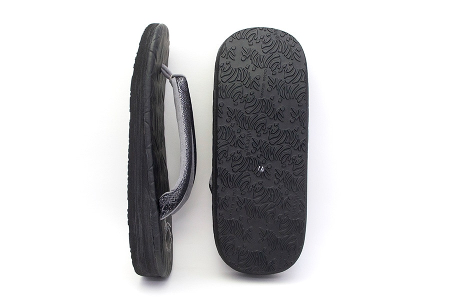 [Mサイズ即納品]カフェぞうり　メンズ　No.4922＜博多織/銀ラメ地×黒＞