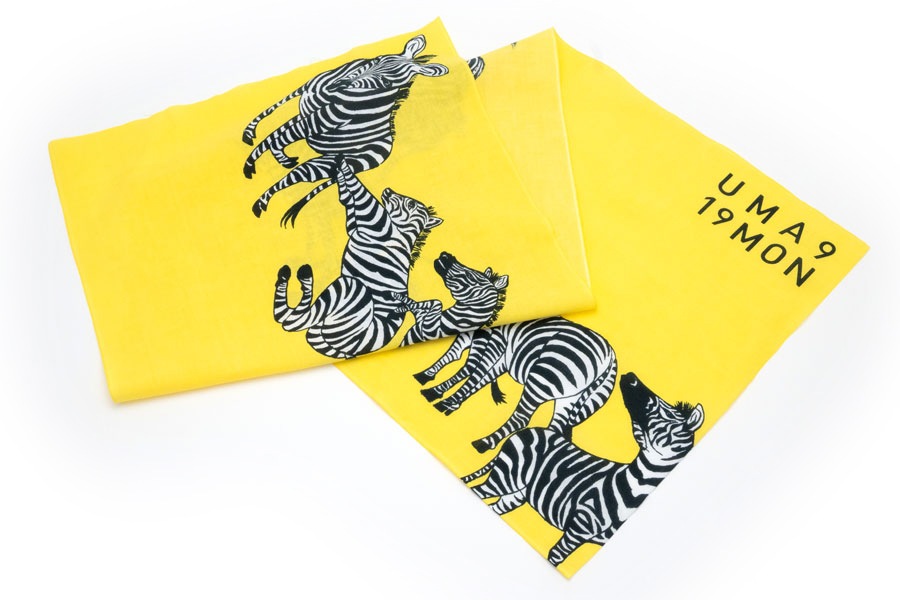 [即納品]手ぬぐい　手捺染＜うまくいく紋/左馬・黄黒＞