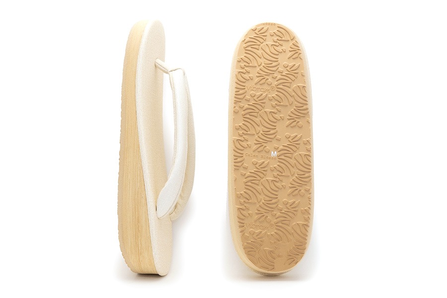 [Sサイズ即納品]カフェぞうりラッテ（低台）レディース　No.EXL-322＜ナチュラルホワイト×ソフトアイボリー＞