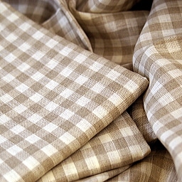 CALIENTE Linea カリエンテ リトアニア リネン 麻 100％ エマ（チェック） トープ茶 M キッチンクロス ランチョンマット