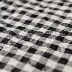 CALIENTE Linea カリエンテ リトアニア リネン 麻 100％ エマ（チェック） 黒 M キッチンクロス 　ランチョンマット