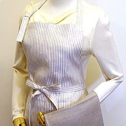 【SALE】 CALIENTE Linea カリエンテ リトアニア リネン 麻 100％ エプロン ペイトン（ストライプ）　亜麻色