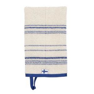 キュア 北欧 リネン パイル織 バスミトン　/スオミ　ブルー