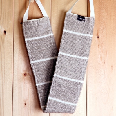 キュア 北欧 リネン パイル織 ストライプ 背中洗い用タオル　/ナチュラル