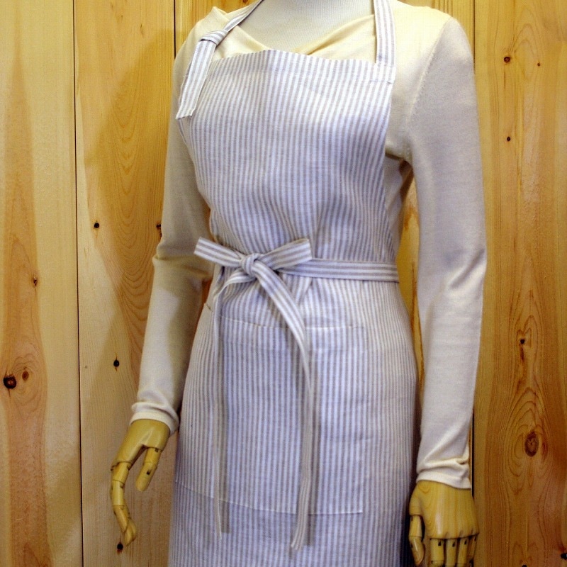 CALIENTE Linea カリエンテ リトアニア リネン 麻 100％ 【SALE】エプロン ペイトン（ストライプ）　亜麻色