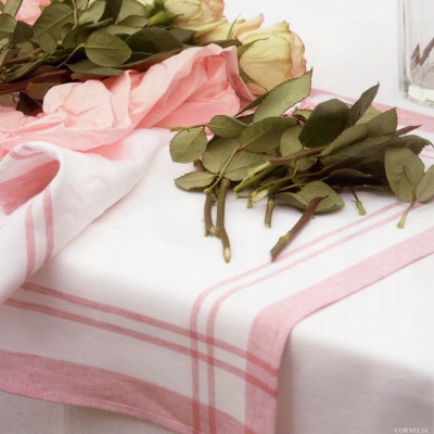 ベルギー  リネンクロス タオル コーネリア　ペールピンク