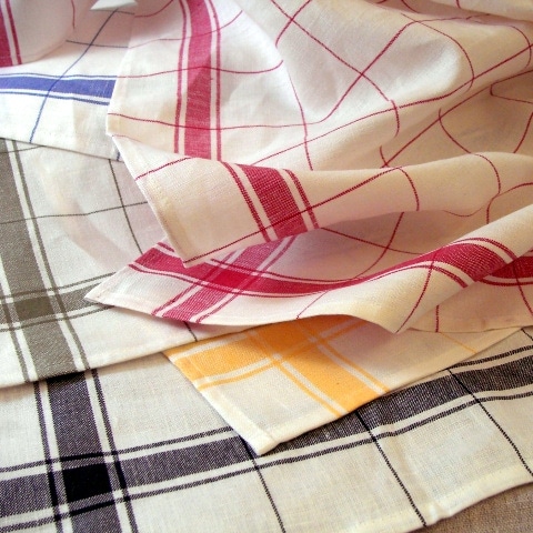 【訳アリ】ベルギー  リネンクロス タオル　パルマ　キッチンリネン　レッド