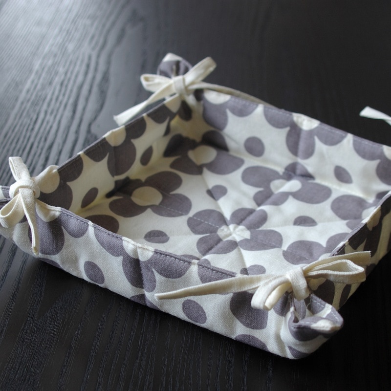 ベルギー リネン mamie  バスケット　イチジク色