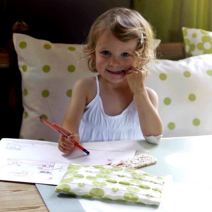 ベルギー リネン mamie ポシェット　ライムカラー