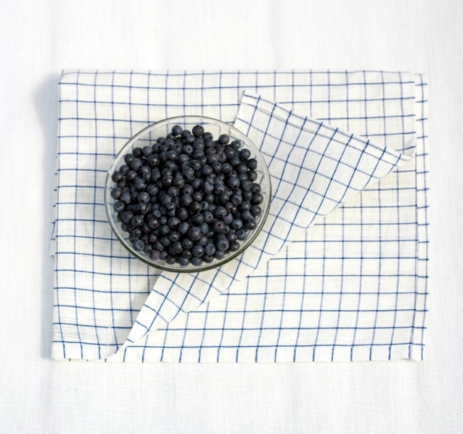 北欧 リネン タオル キッチン フェイス クロス ケイト　青