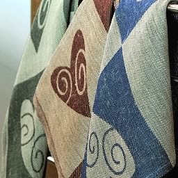 北欧 リネン タオル キッチン フェイス クロスピックピキート　ディープレッド