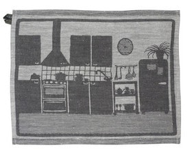 北欧 リネン タオル キッチン フェイス クロス スオミ・キッチン　/ノワール（黒）