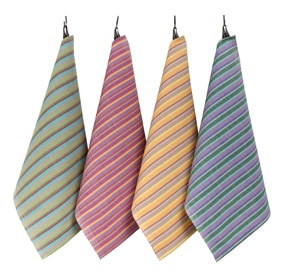 北欧 リネン タオル キッチン フェイス クロス Polkka グリーンストライプ