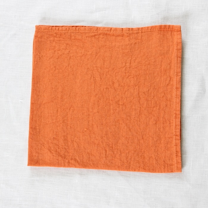 OXYGEN リネン ハンカチ ナプキン 45x45 オレンジジャム色